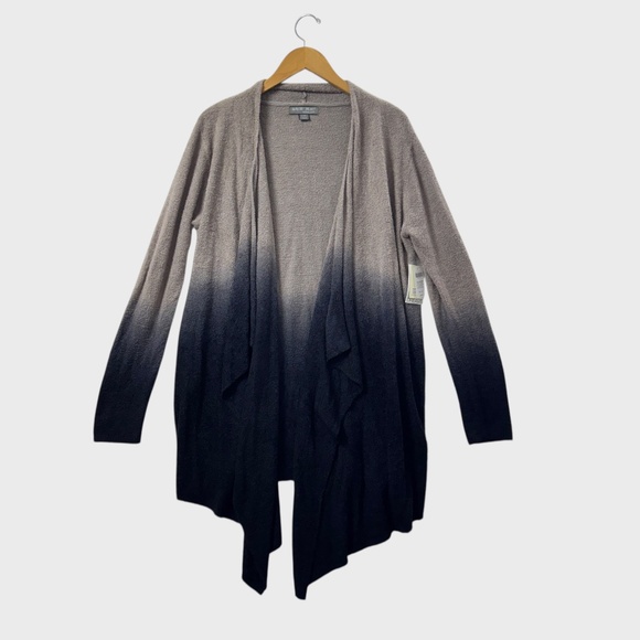 Barefoot Dreams Calypso Ombre Open Front Womens Cardigan Gray Black Cozy Knit XL - Picture 1 of 9